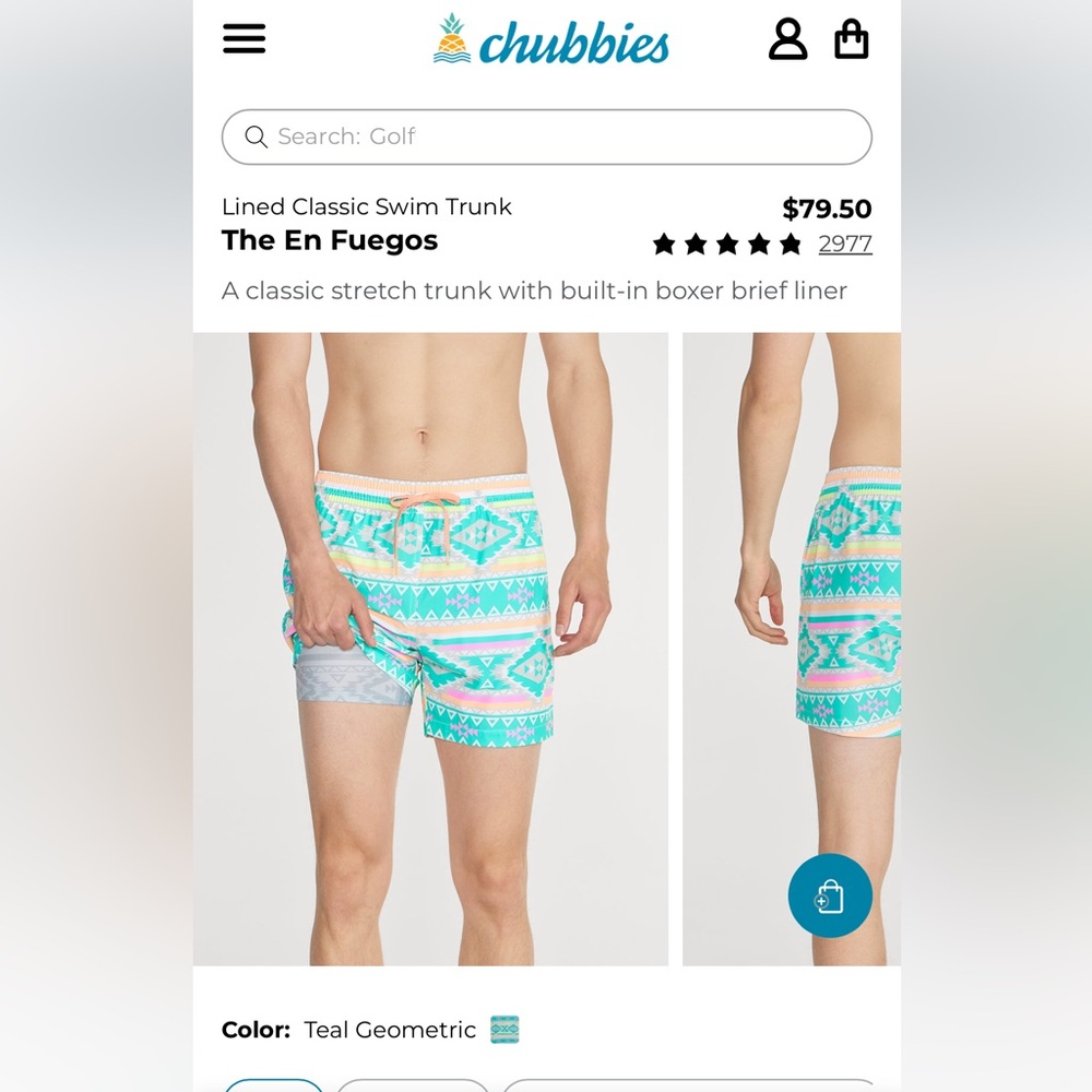 NWOT chubbies swim trunks